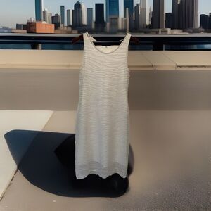 Escada Evening Dress Beaded Elegant Lined White Pullover Sleeveless Ladies Small